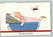 Baby Nuckel Babyflasche Kinderwagen sign John Wills Biene