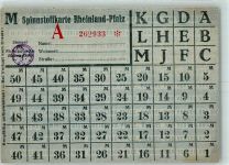 Spinnstoffkarte Rheinland Pfalz Kriegsnot KEINE AK
