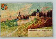 64367 W6109 Frankenstein , Burg Künstlerkarte 1909 Bergstrasse Wappen sign. G.Rothgeb