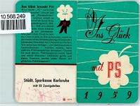 W7500 Karlsruhe , Baden Kalender Städt. Sparkasse 1959 Sparkasse