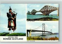 Scotland - Brücken, Forth Road Bridge , Forth Rail Bridge, Dudelsack 1967
