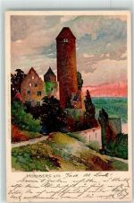 74865 W6951 Neckarzimmern 1904 Lithographie Burgruine Hornberg sign. K.Mutter