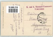 Temesvar Timisoara 1915 - Andrssy ut varosligeti bejarattal K.k. Bahnhof Commando