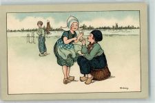 Verlag Dondorf Nr. 500 Hollandkinder Tracht Pfeife Hardy, F. 1916 Lithographie / Mondschein