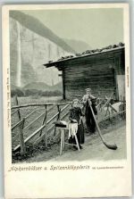 Lauterbrunnen Alphornbläser im Lauterbrunnenthal AK Spitze (Klöppeln) 1900