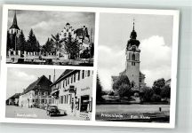 77948 W7632 Friesenheim , Baden Foto AK Rathaus Bundesstrasse Auto Kath. Kirche