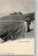 Alphornbläser ca 1910 AK Joueur de cor des alpes - Schweiz Blasinstrument