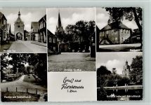 49584 W4557 Fürstenau b Bramsche, Hase - Hohes Tor Partie am Schloßteich Evangel. Kirche Rathaus Kath. Kirche mit Schloßteich Mehrfachaufnahme