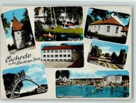 29348 W3106 Eschede - Glockenturm Quarmühle Evgl. Kirche Schule Heideweg Freibad Freibad mit Brunshagen Rutsche