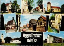 67459 W6737 Böhl-Iggelheim - Schule mit Krigerdenkmal Luitpoldstraße Kath. Kirche Rathaus Buschgasse Mühle Evangel. Kirche mit Kapelle Kindergarten Mehrfachaufnahme