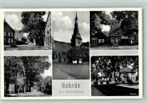 49596 W4559 Gehrde b Bersenbrück - Hauptstraße Feldstraße Kirche Partie an der Post Schule Mehrfachaufnahme