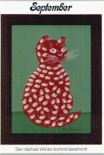 September - Künstler Anne Freidank - Katze 1979 AK Monat