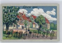 Bangenburg - Dorfansicht litho Glitzer AK mit Glitzer