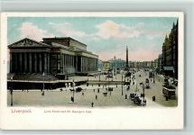 Liverpool Lithographie Lime Street an St. George's Hall