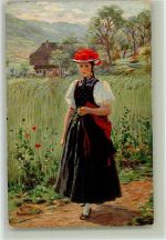 Serie VI Nr. 7 - Gutacher Mädchen, Trachten Hasemann Künstlerkarte