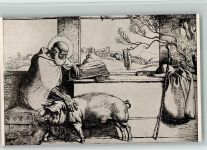 Der Mönch und das Schwein Nr. 159 Fritz Boehle, der heilige Antonius, christliches Kunstwart Postkarte