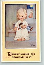 Valentines Card - sign Mabel Lucie Attwell - Kind weint mit seiner Puppe Attwell, M. L.