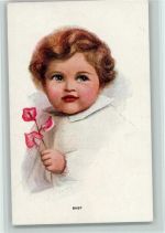 Baby mit Blume - Carlton Serie 686-2 AK Barber, C. Künstlerkarte