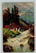 Nr. 1541 Die Berge - tosender Wasserfall 1909 AK Kämmerer, R.