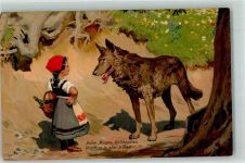 Meissner u. Buch Serie 1874 sign. Hey, Paul AK Rotkäppchen Lithographie / Künstlerkarte