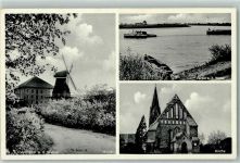 27313 W2817 Dörverden - Windmühle Kirche Weserufer