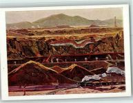 Bergbau - Eisenbahn AK Kunst Russland Künstlerkarte