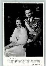 Prinz Heritier Jean mit Josephine Charlotte de Belgique, sehr gute Erhaltung AK Adel Luxemburg Foto AK