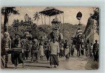 Kandy Perahera, Ceylon - Elefanten geschmückt Asiat.Volkstyp