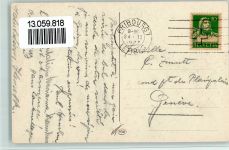 Alemannen Ball 1927 - Pierrot mit einer Laute sitzt auf einer Mondsichel - Stempel a.d. Vorderseite AK Himmelskörper Künstlerkarte