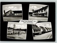 66352 W6624 Dorf im Warndt 1967 Foto AK Kirche , Kreissparkasse, Schachtstraße, Rosenstraße, gute Erhaltung AK