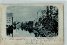 30159 W3000 Linden 1899 Gebrauchsspuren Mondschein - Blick von der Ihmenbrücke , viele Schornsteine