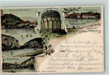 93309 W8420 Weltenburg , Kr Kelheim, Niederbay 1902 Lithographie Kelheim und Befreiungshalle Kloster Donaupartie Befreiungshalle vom Kloster aus gesehen Mehrfachaufnahme