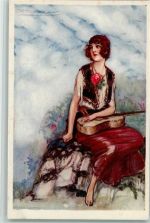 Serie 438-2 Frau mit Gitarre und - sehr gute Erhaltung Mauzan, A.