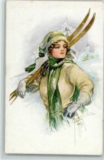 Frau mit Ski - Serie 690-1 AK Barber, C.