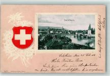 Solothurn Soleure Edelweiss Lithographie/Prägedruck Wappen 1901 Gebrauchsspuren