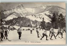 Vevey Partie de Hockey Winter Schlittschuhe Ort lt. Stempel Eishockey 1907