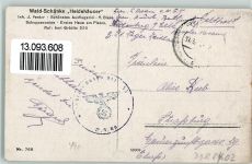 01609 O8402 Gröditz b Riesa 1940 Gebrauchsspuren Försterei, Restaurant Wald-Schänke "Heidehäuser" AK