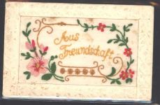 Seidenstickerei Passepartout AK Blume AK mit Stickerei
