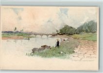 03200 Vichy 1898 Lithographie / Künstlerkarte Le Pont sur Allier , gute Erhaltung AK