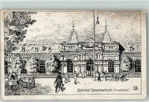 Baranowitschi 1917 Künstlerkarte Bahnhof sign. HJ