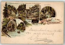 Hrensko Herrnskretschen 1894 Vorläufer Hintere Bootstation Edmundsklamm Lithographie