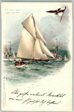 Adelskorrespondenz S.M. Yacht Meteor Stöwer, W. 1898 Lithographie / Künstlerkarte