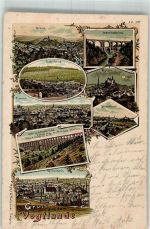 08228 O9706 Rodewisch 1904 Gebrauchsspuren Lithographie Elsterthalbrücke Elsterberg Göltzschthalbrücke Plauen