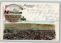 01445 O8122 Niederlössnitz Lithographie Gruss aus - Hotel Friedensburg, AK
