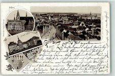 39261 O3400 Zerbst 1897 Lithographie Rathaus Herzogl. Schloss