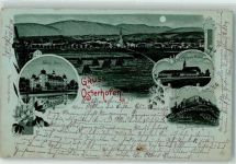 94486 W8353 Osterhofen , Niederbay 1898 Lithographie / Mondschein Damenstift Kloster Burg Hilgartsberg Schloss Moos
