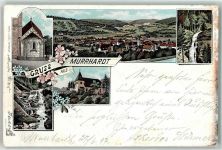 71540 W7157 Murrhardt Lithographie Wasserfall Kirche