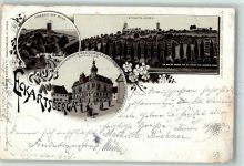 06648 O4804 Eckartsberga 1897 Karte beschädigt Eckarts-Burg Ratskeller Lithographie