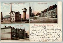 63263 W6078 Neu-Isenburg 1905 - Elektrizitätswerk Wasserturm Frankfurterstraße Neue Schule Gruss