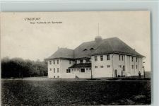 39418 O3250 Staßfurt 1913 - Turnhalle am Sportplatz AK